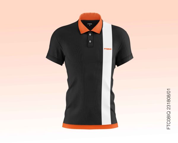 custom polo t-shirt sample ftwear black-white-orange